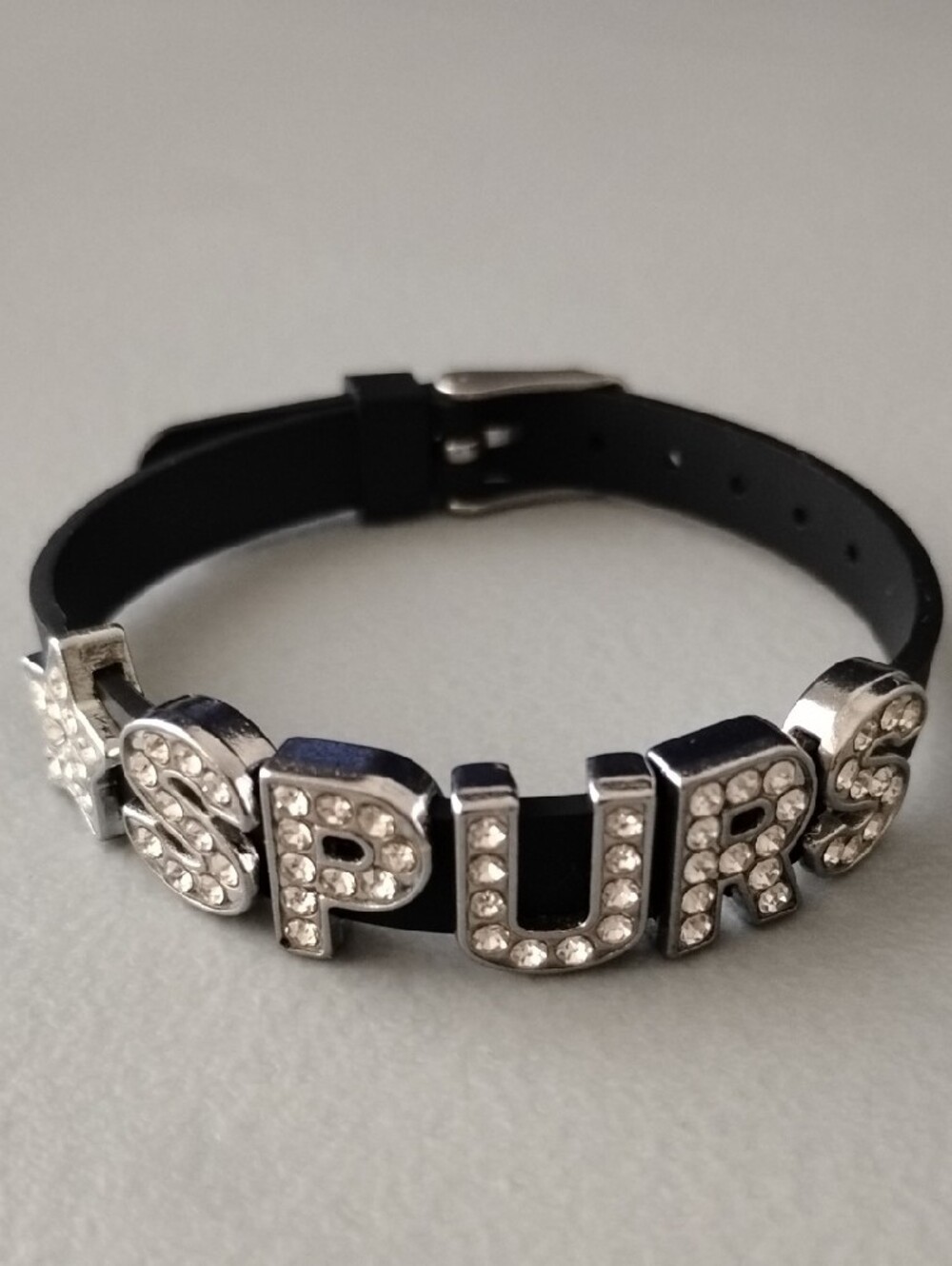 Black Crystal-Embellished SPURS Letter Bracelet